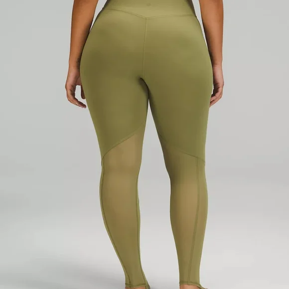 NWT Lululemon Nulu & Crisscross Mesh Stirrup tights Bronze Green 12 - Picture 3 of 11